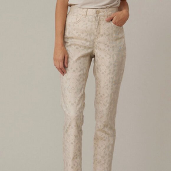 Joseph Ribkoff Animal Print Jeans Size 8 Classic High Rise Comfy Office 221940 - Picture 1 of 12